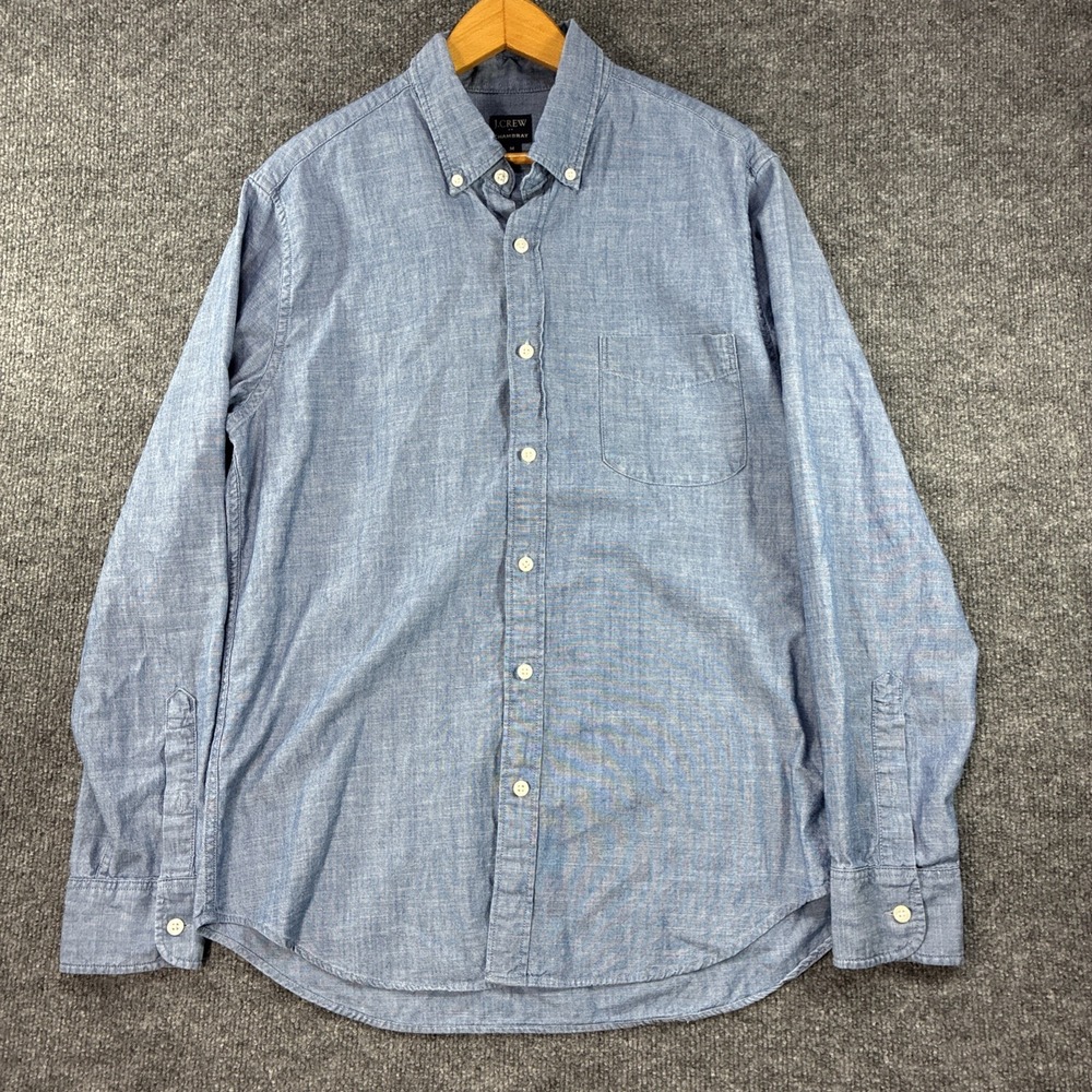 J.Crew Chambray Shirt Mens Medium Blue Long Sleeve Workwear Button Down